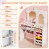 A child's vanity table with various storage compartments and accessories, presented with feature callouts. Produktbild-Vorschau