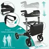 A marketing image showcasing a rollator with various features highlighted by text and diagrams. Produktbild-Vorschau