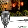 A collage of solar garden lights in a garden setting and close-ups of the product. Produktbild-Vorschau