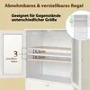 Interior view of a white cabinet with adjustable shelves, highlighting shelf spacing. Podgląd zdjęcia produktu