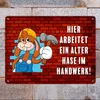 Alter Hase im Handwerk Bauarbeiter Metallschild XXL in Produktbild-Vorschau 2