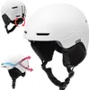 A white ski helmet with inset images showing ventilation and adjustment features. Anteprima dell’immagine prodotto