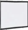 A white projection screen with a black border and hanging loops. Voir les images du produit