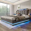Polsterbett mit Stauraum, Lattenrost, LED-Beleuchtung, Produktbild-Vorschau 3