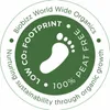 A circular green logo with text and a footprint graphic. Produktbild-Vorschau