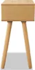 A close-up, front-facing view of a wooden nightstand with three legs. Náhled obrázku produktu