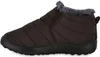 A side view of a brown winter bootie with gray faux fur trim. Produktbild-Vorschau