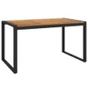 A product shot of a rectangular wooden table with black U-shaped legs, isolated on a white background. Produktbild-Vorschau