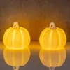 2er Set runde LED Kürbisse Weiß H11cm Timer Porzellan Produktbild-Vorschau 4