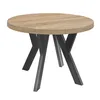 A round dining table with a wooden top and black metal legs, shown against a white background. Voir les images du produit
