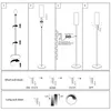Instructional diagrams for assembling and operating a floor lamp. Anteprima dell’immagine prodotto