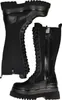 A pair of black knee-high boots with laces and a platform sole, presented against a white background. Anteprima dell’immagine prodotto