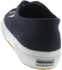 A close-up, rear view of a navy blue Superga sneaker. Produktbild-Vorschau
