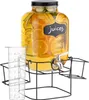Navaris Getränkespender 5 Liter aus Glas mit Getränkehalter Produktbild-Vorschau 1
