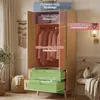 Kleiderschrank mit Rattan-Design 80x50x180cm aus MDF in Produktbild-Vorschau 3