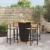 vidaXL Ensemble bar de jardin 5 pièces noir Poly rotin & Voir les images du produit 2