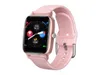 A pink smartwatch with a rose gold casing is shown against a white background. Voir les images du produit