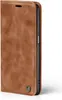 A brown leather flip phone case for a Samsung Galaxy A13 5G, shown from the side with the cover closed. Produktbild-Vorschau