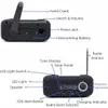 A collage of two images showing a black emergency radio from different angles with labels pointing to its features. Produktbild-Vorschau
