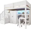 Hochbett 90x200 mit Schreibtisch, Kleiderschrank & LED, Produktbild-Vorschau 5