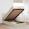 vidaXL Ottoman-Bett mit Matratze Creme 100x200 cm Stoff Produktbild-Vorschau 2