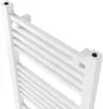 A close-up, angled view of a white towel radiator against a white background. Náhľad obrázku produktu