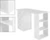 A white desk with drawers and shelves against a white background. Produktbild-Vorschau