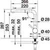 Technical drawing with dimensions of a faucet. Anteprima dell’immagine prodotto
