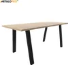 A wooden table with black metal legs on a white background. Podgląd zdjęcia produktu