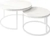 Two round coffee tables stacked on each other, with marble-like white tops and white metal frames. Náhľad obrázku produktu