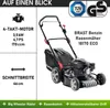 A BRAST petrol lawnmower with various features highlighted. Produktbild-Vorschau