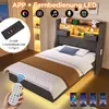okwish Čalouněná postel 140x200 Patrová postel s LED Náhled obrázku produktu 1