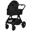 A black baby stroller is shown against a white background. Produktbild-Vorschau