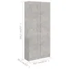 A three-dimensional render of a tall, gray cabinet with two doors and silver handles, showing its dimensions. Produktbild-Vorschau