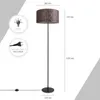 A floor lamp with a patterned lampshade, shown with dimensions and feature callouts. Produktbild-Vorschau