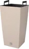 A tall, square planter with a woven texture and black handles. Anteprima dell’immagine prodotto
