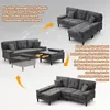 Merax L-Form Ecksofa mit Schlaffunktion, 3-Sitzer Chenille Produktbild-Vorschau 7