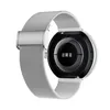 The back of a silver smartwatch with a mesh band is shown against a white background. Podgląd zdjęcia produktu