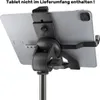 A tablet mounted on a stand, viewed from the back. Voir les images du produit