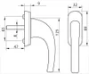 Technical drawing with dimensions of a door handle. Náhled obrázku produktu