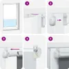 A collage of five images showing the steps for installing a roller blind. Náhled obrázku produktu