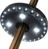 A close-up shot of a black umbrella light with multiple LED lights illuminating a bronze pole. Produktbild-Vorschau