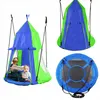 A collage of images showing a children's swing tent and a round swing seat. Produktbild-Vorschau