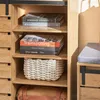 Innenansicht des SoBuy Schuhschranks mit Regalen, Büchern und Korb in Naturholzoptik Produktbild-Vorschau