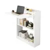 A white folding desk with shelves, displaying a laptop, books, and decorative items. Podgląd zdjęcia produktu