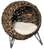 Maison pour chat PawHut en rotin avec coussin, niche pour Voir les images du produit 1
