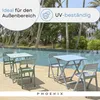 Outdoor furniture set next to a swimming pool with palm trees in the background. Produktbild-Vorschau