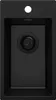 A top-down view of a black granite kitchen sink with a drain. Produktbild-Vorschau