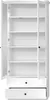 An open white cabinet with glass doors and multiple shelves, showing the interior. Produktbild-Vorschau