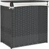 Wäschekorb mit 2 Fächern Grau 53x35x57 cm Poly Rattan Produktbild-Vorschau 6